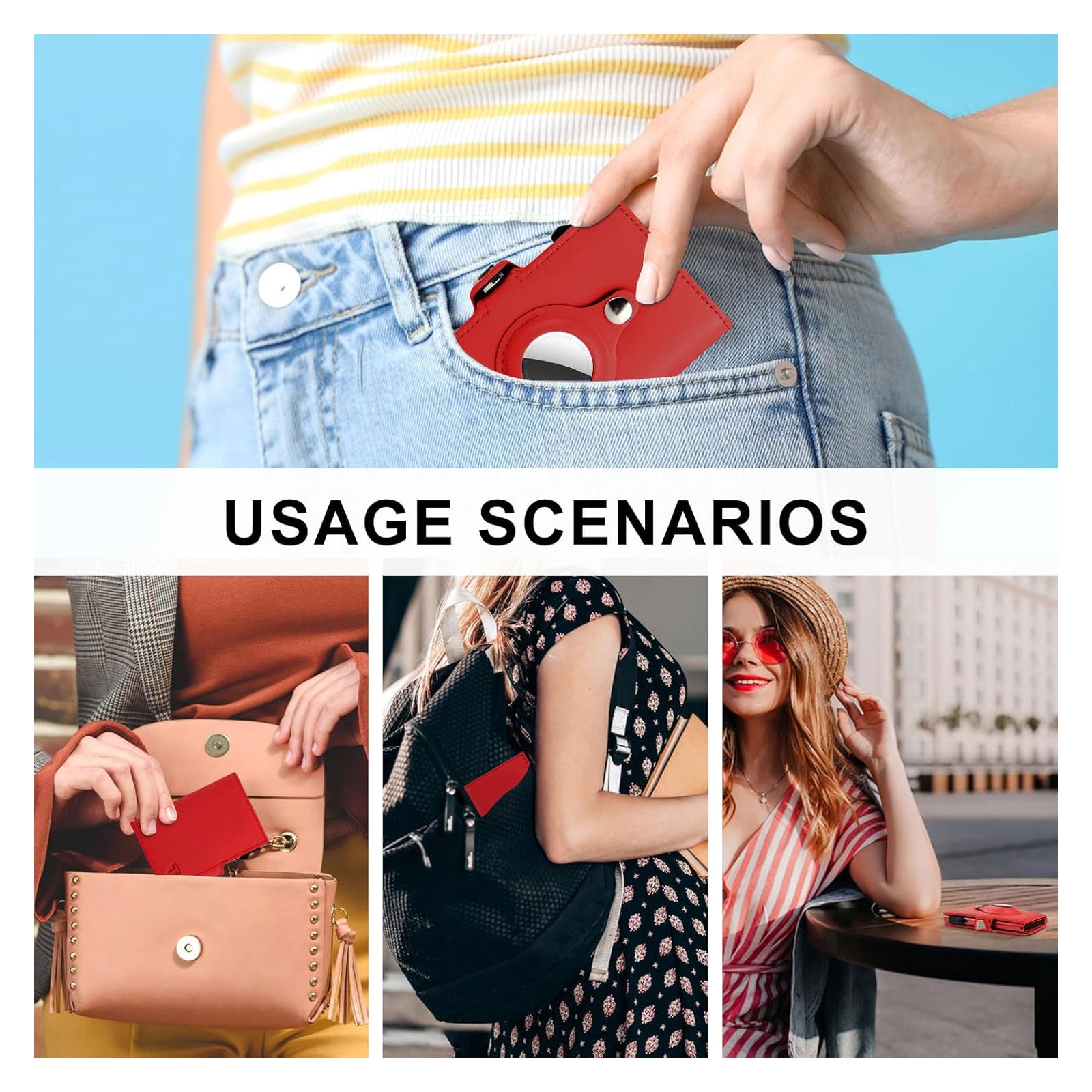 Women Wallet for Airtag, Small Pretty Wallet with Mirror for Women,Pop Up Wallet Compatible with Airtag, Tri-fold Genuine Leather Wallet Women with Mirror - Image 2