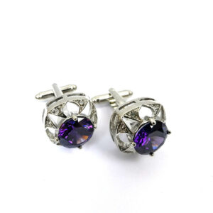 Silver Purple Gem Stone Cufflinks