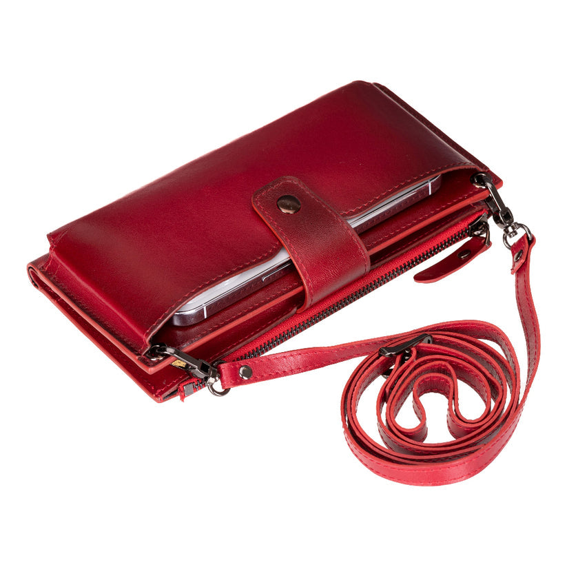 Kaycee Leather Women's Cell Phone Wallet with Strap - Image 14