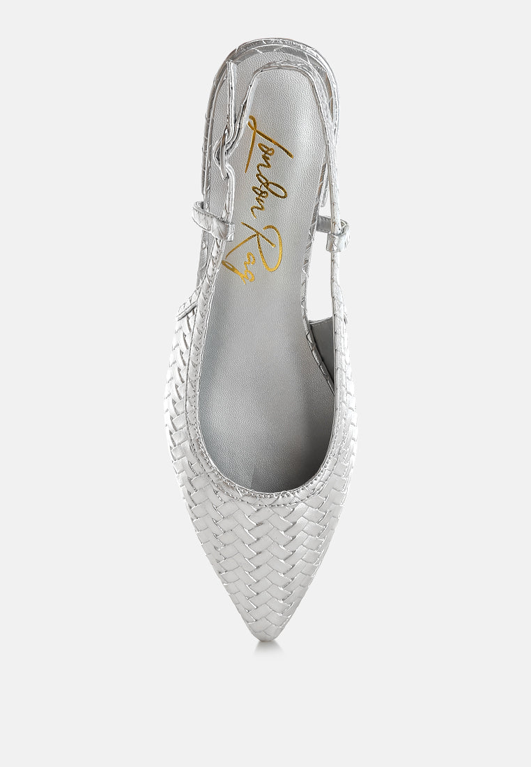 Kurina Metallic Woven Slingback Sandals - Image 4