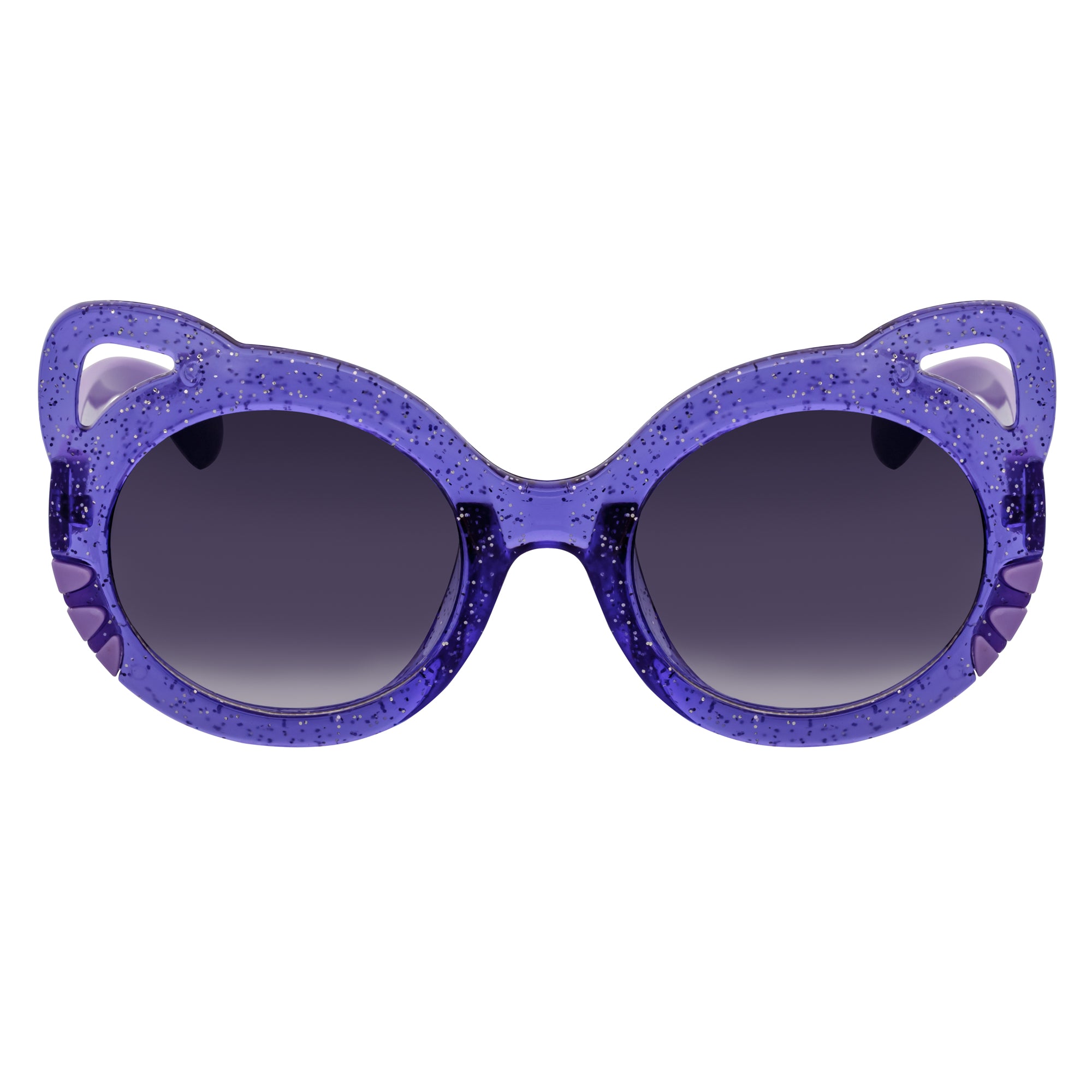 GLITTER CAT - Kids Small Round Glitter Cat Eye Sunglasses Purple Lavender