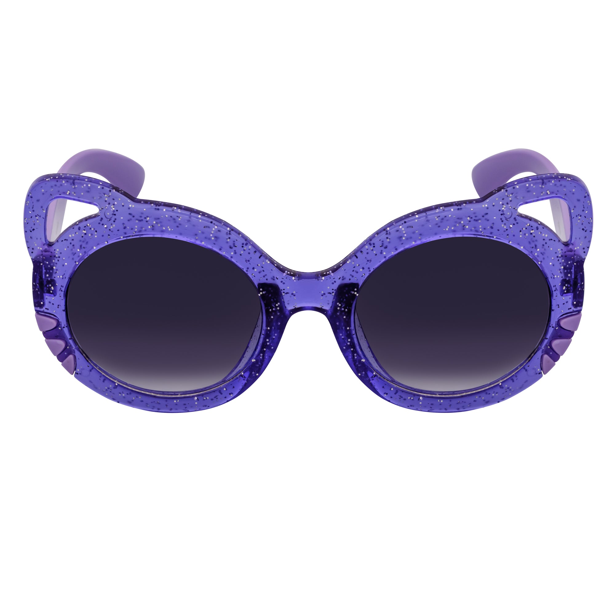 GLITTER CAT - Kids Small Round Glitter Cat Eye Sunglasses Purple Lavender - Image 3