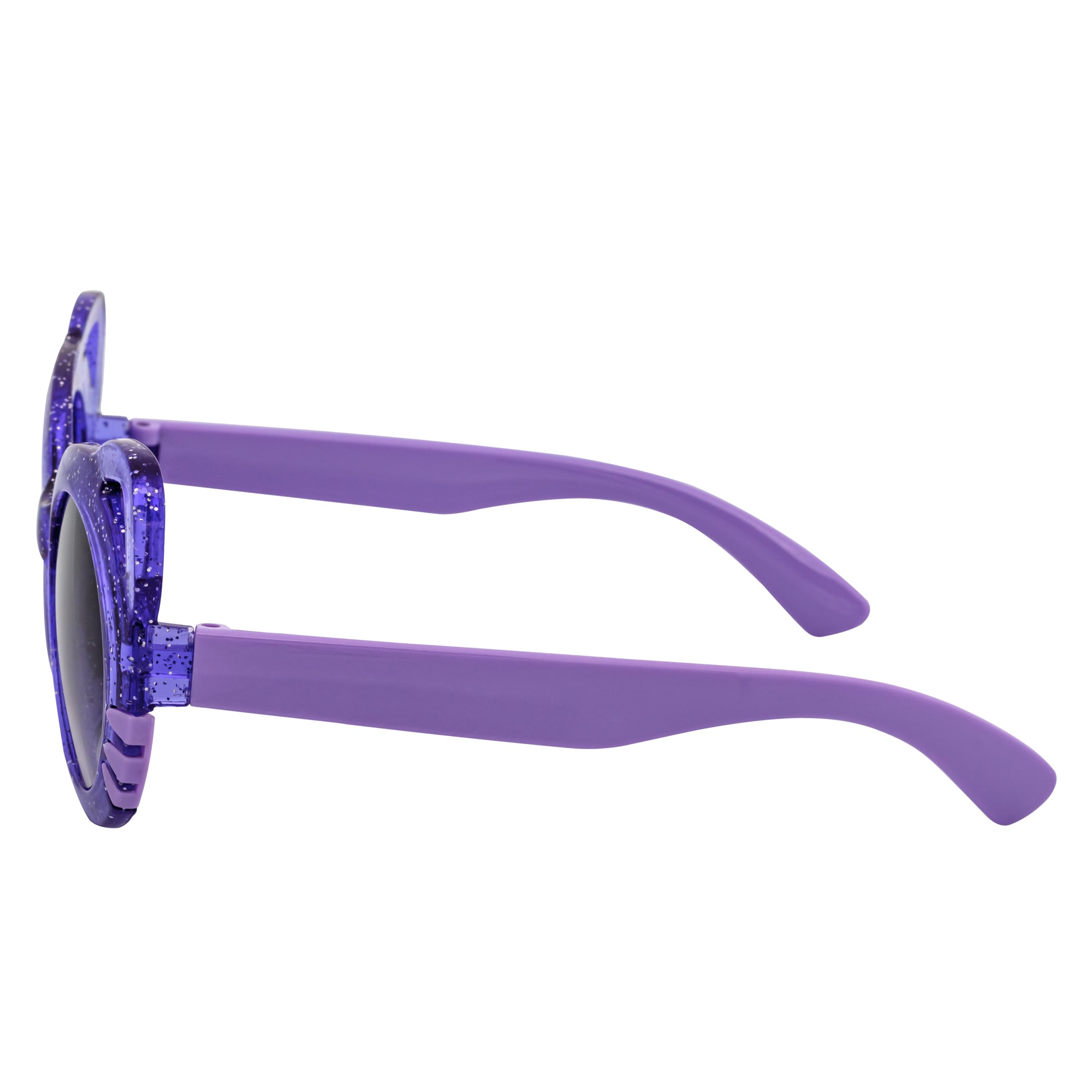 GLITTER CAT - Kids Small Round Glitter Cat Eye Sunglasses Purple Lavender - Image 4