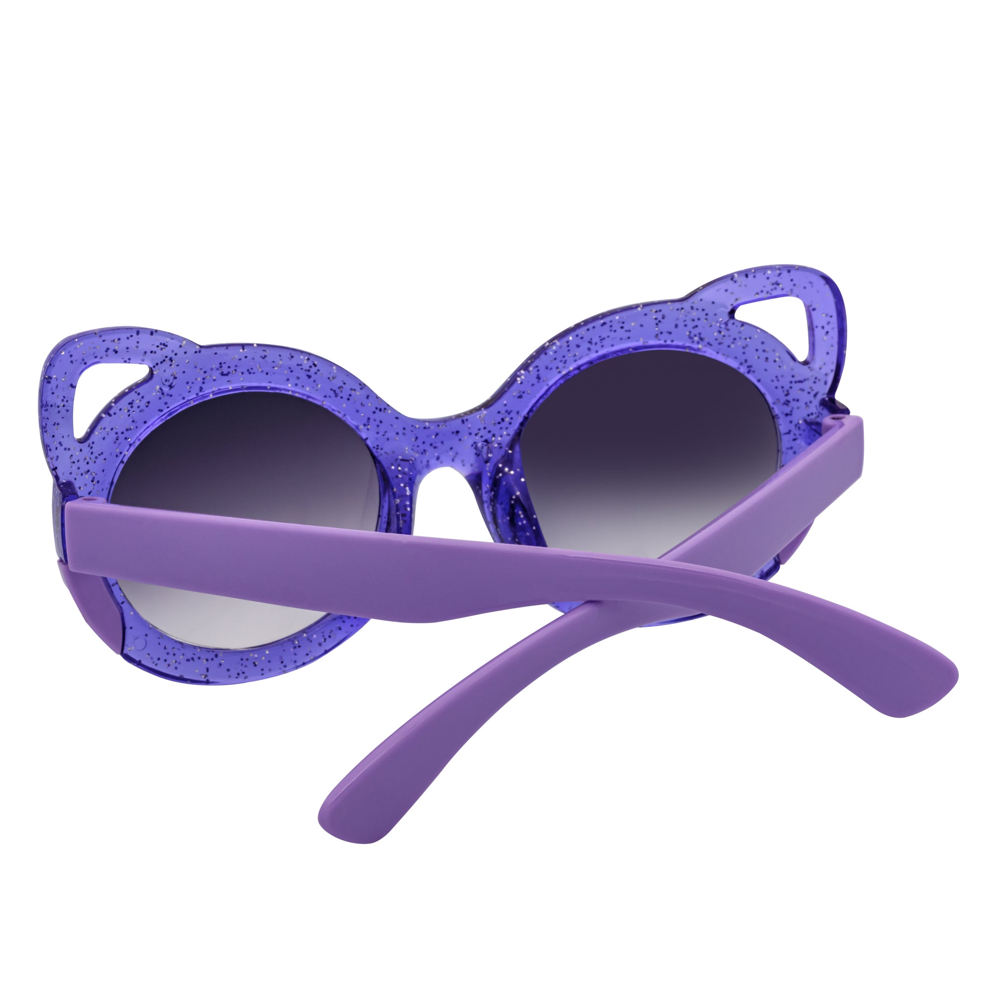 GLITTER CAT - Kids Small Round Glitter Cat Eye Sunglasses Purple Lavender - Image 5
