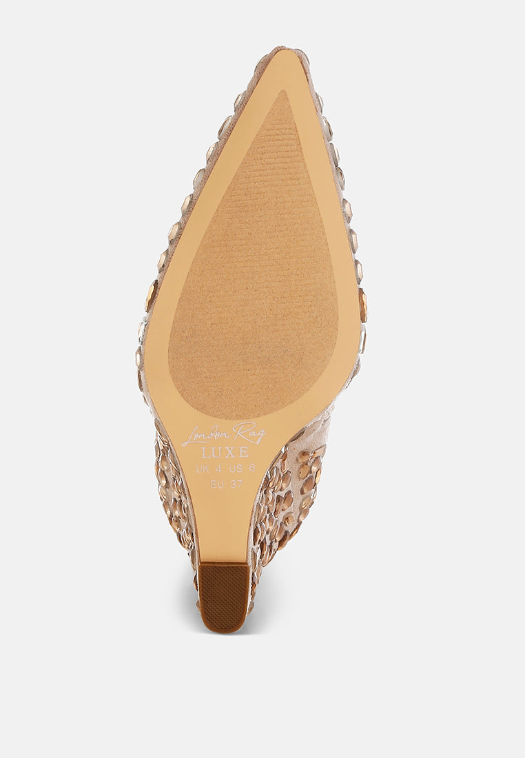 Trend Titan Diamante Slim Wedge Heel Boots - Image 5