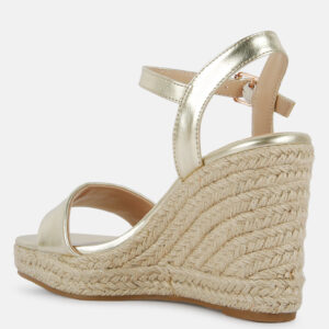 Augie Woven Wedge Sandals in Gold by London Rag