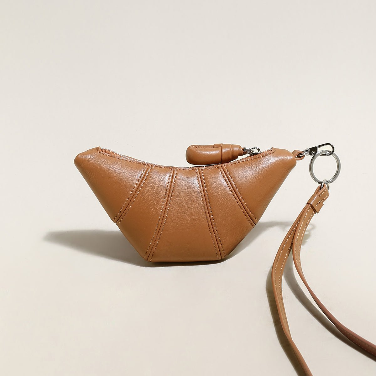 Croissant Mini Pouch Bag Charm – Vegan Leather Wristlet Coin Purse & Bag Accessory - Image 2