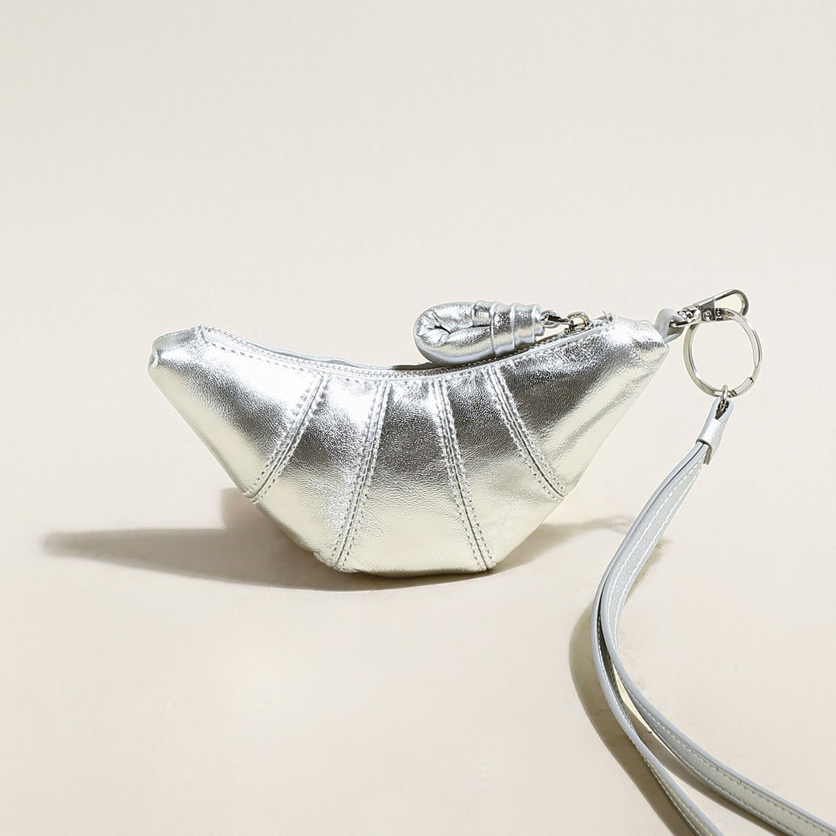 Croissant Mini Pouch Bag Charm – Vegan Leather Wristlet Coin Purse & Bag Accessory - Image 9