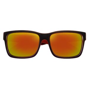 ENZO - Modern Square Sunglasses Black-Red Orange Mirror