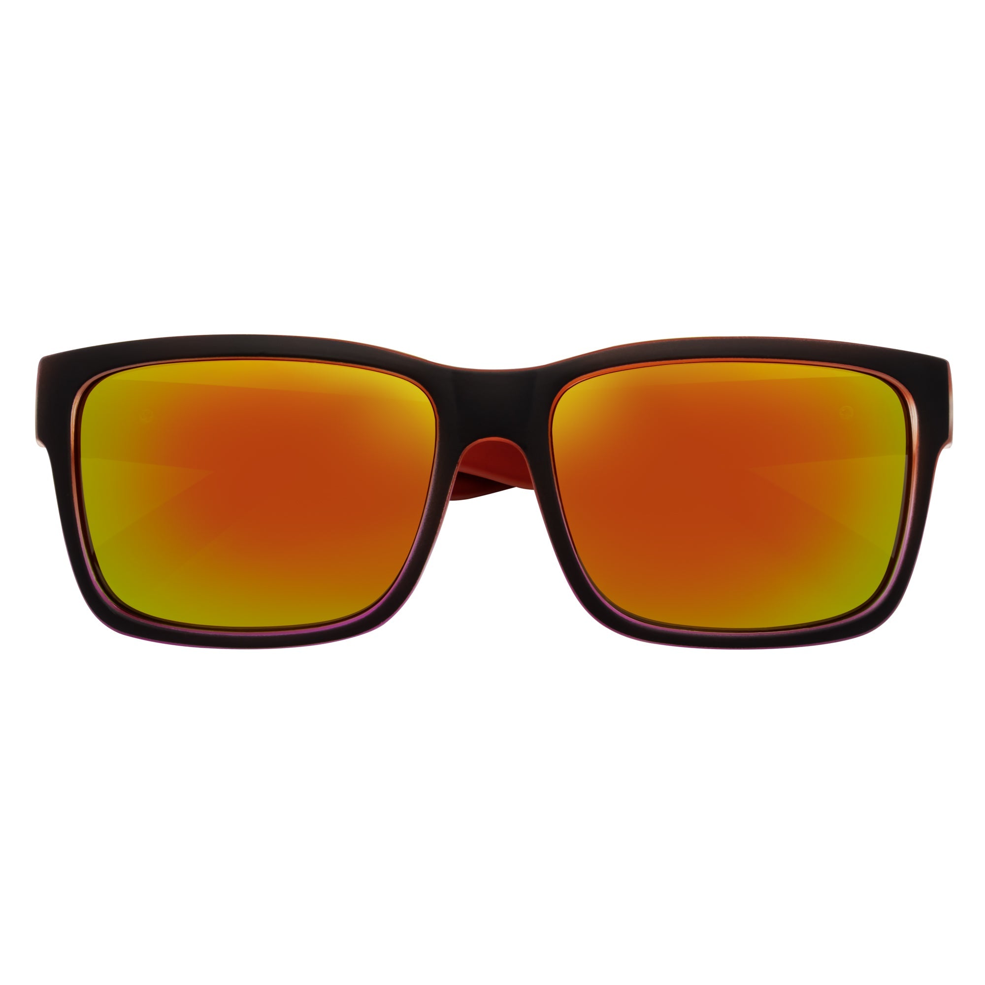 ENZO - Modern Square Sunglasses Black-Red Orange Mirror