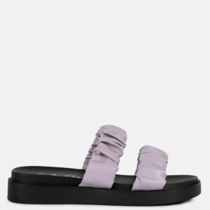 Maiden Platform Faux Leather Ruched Strap Platform Sandals
