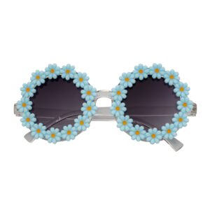FLOWER LEI - Kids Small Round Flower Sunglasses Blue Lavender