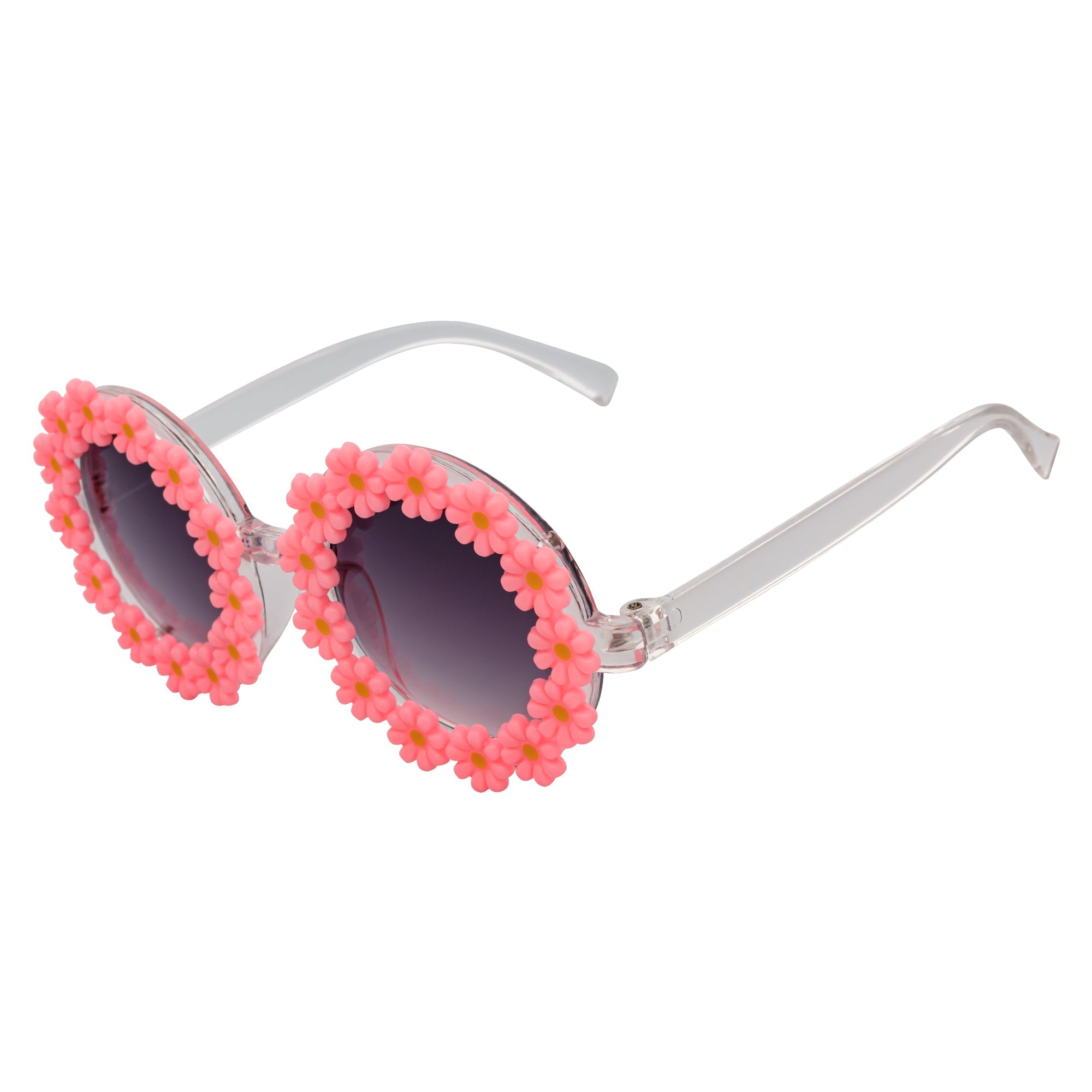 FLOWER LEI - Kids Small Round Flower Sunglasses Pink Lavender - Image 2