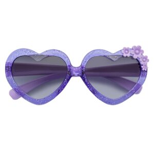 GLITTER HEART - Kids Glitter Heart Shaped Sunglasses Purple Lavender