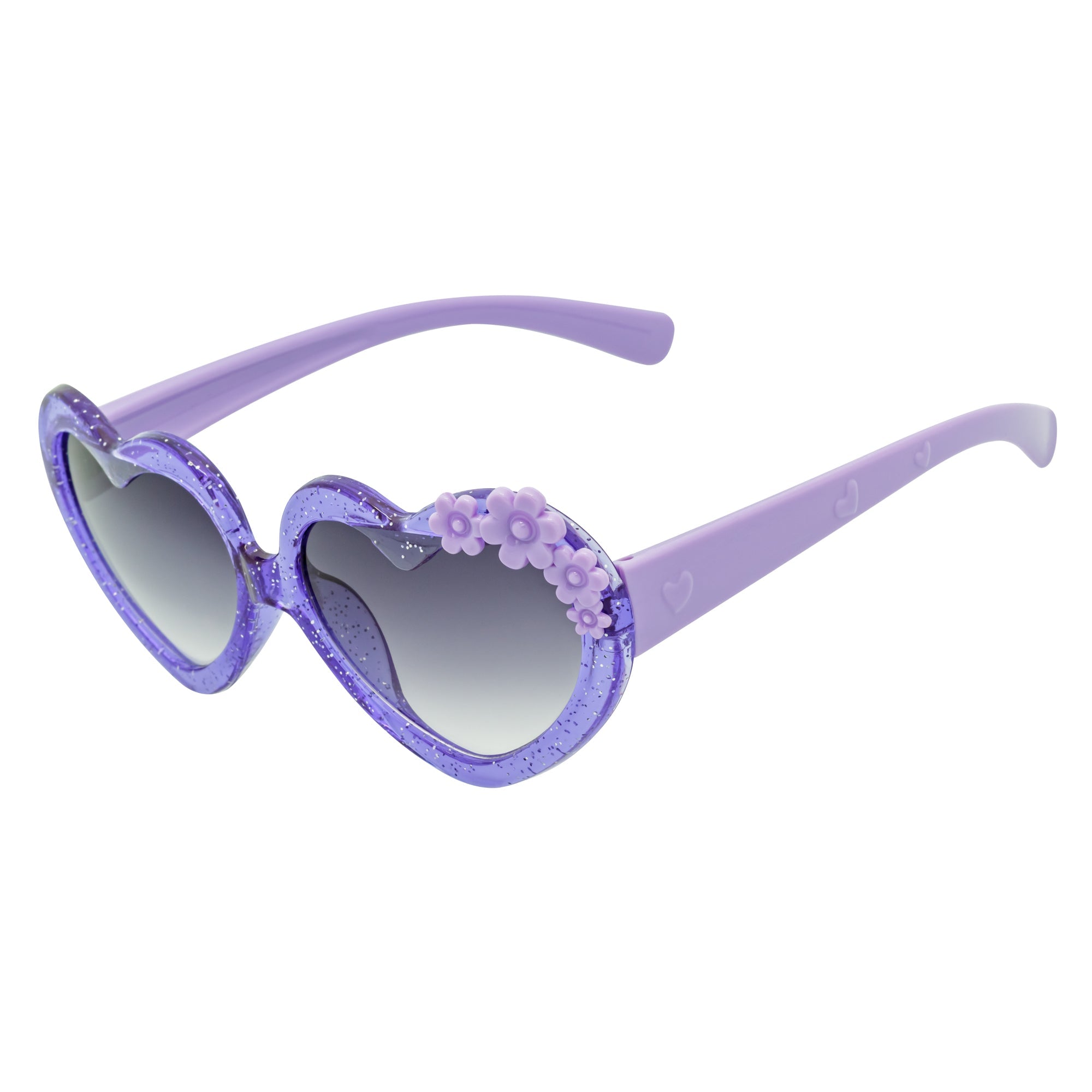 GLITTER HEART - Kids Glitter Heart Shaped Sunglasses Purple Lavender - Image 2
