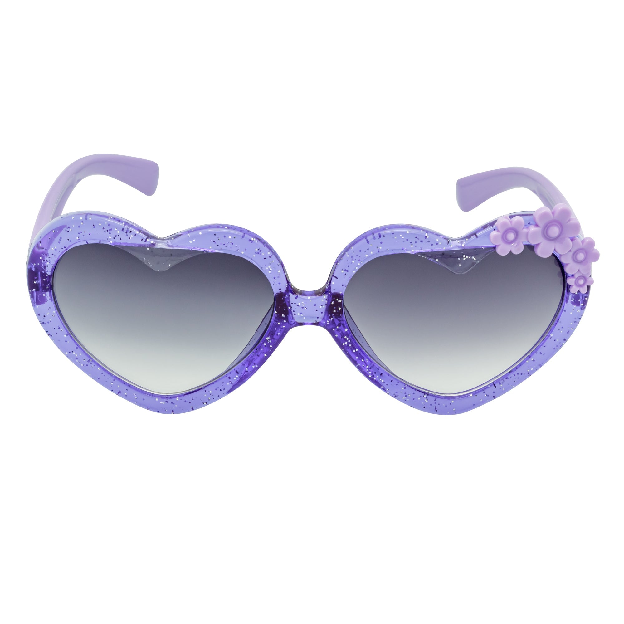GLITTER HEART - Kids Glitter Heart Shaped Sunglasses Purple Lavender - Image 3