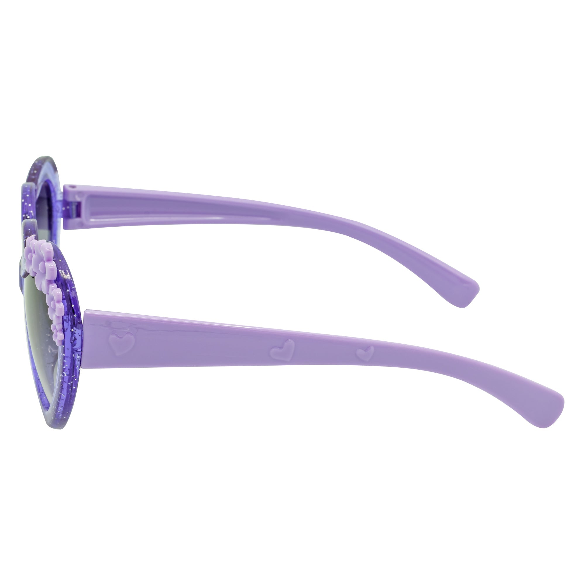 GLITTER HEART - Kids Glitter Heart Shaped Sunglasses Purple Lavender - Image 4