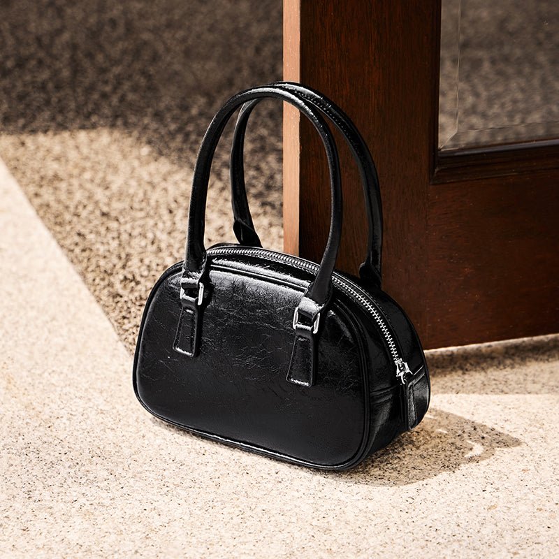 Harlow Glossy Mini Bowling Handbag - Image 3