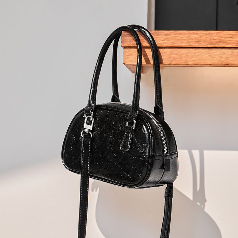 Harlow Glossy Mini Bowling Handbag - Image 4