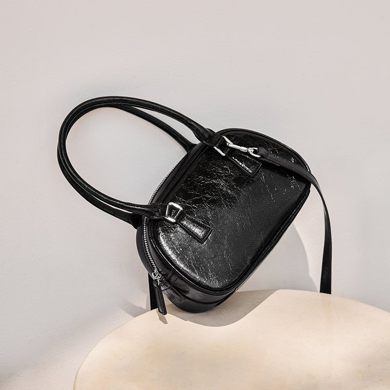 Harlow Glossy Mini Bowling Handbag - Image 5