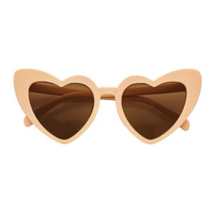 LITTLEHEART - Kids Girls Small Heart Shaped Sunglasses Tan Brown