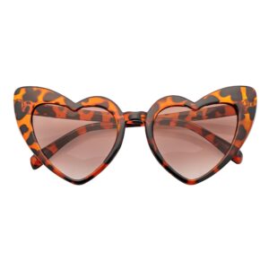 LITTLEHEART - Kids Girls Small Heart Shaped Sunglasses Tortoise Amber