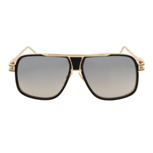 MAC - Square Metal Aviator Black-Gold Sunglasses Silver Mirror
