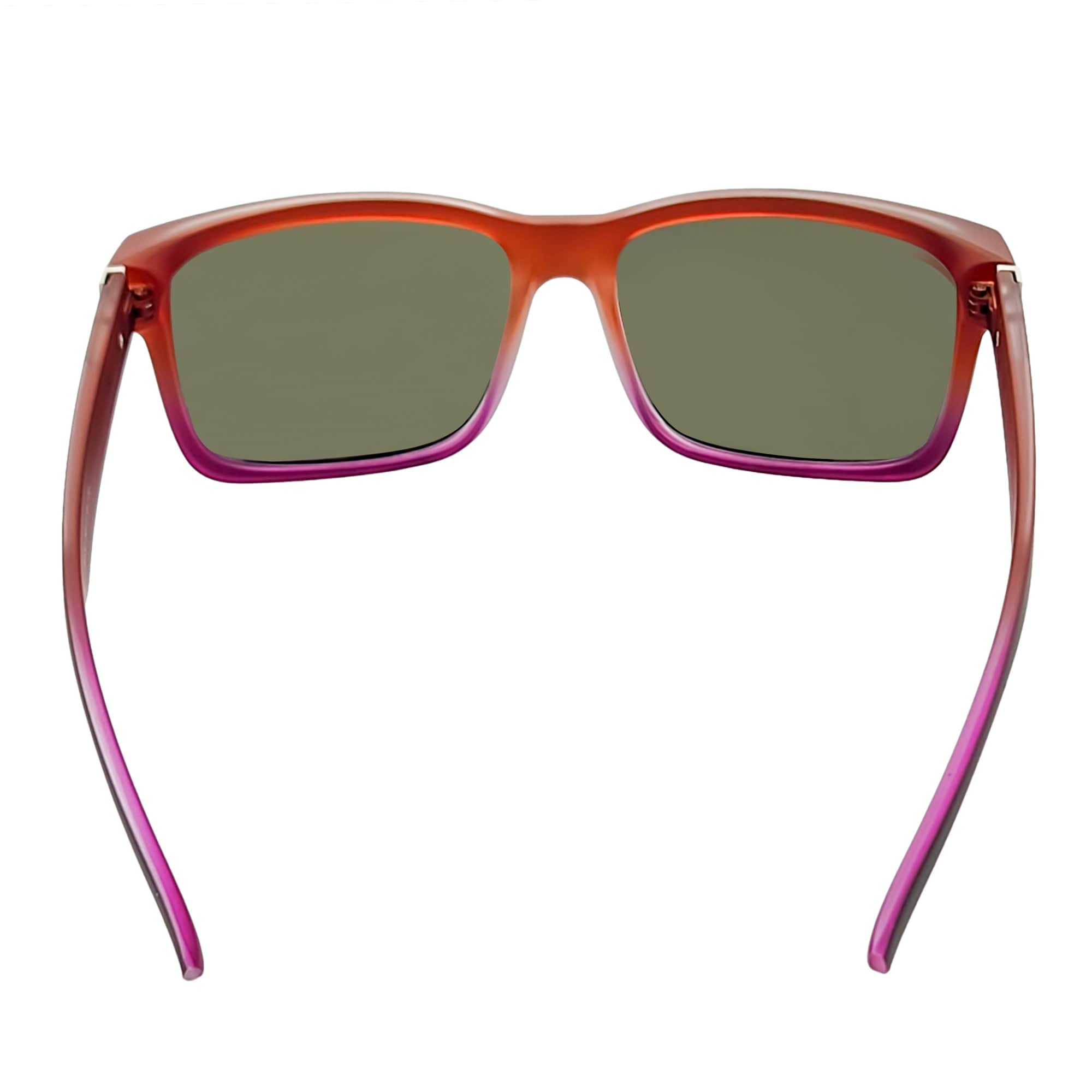 ENZO - Modern Square Sunglasses Black-Red Orange Mirror - Image 5