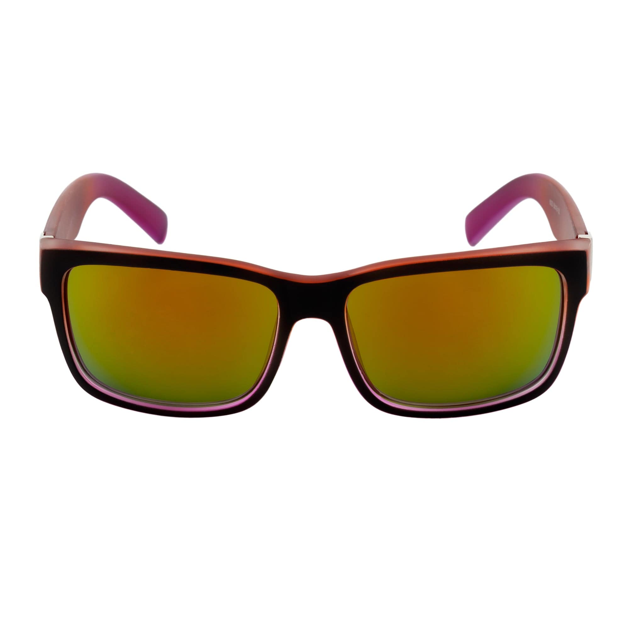 ENZO - Modern Square Sunglasses Black-Red Orange Mirror - Image 3