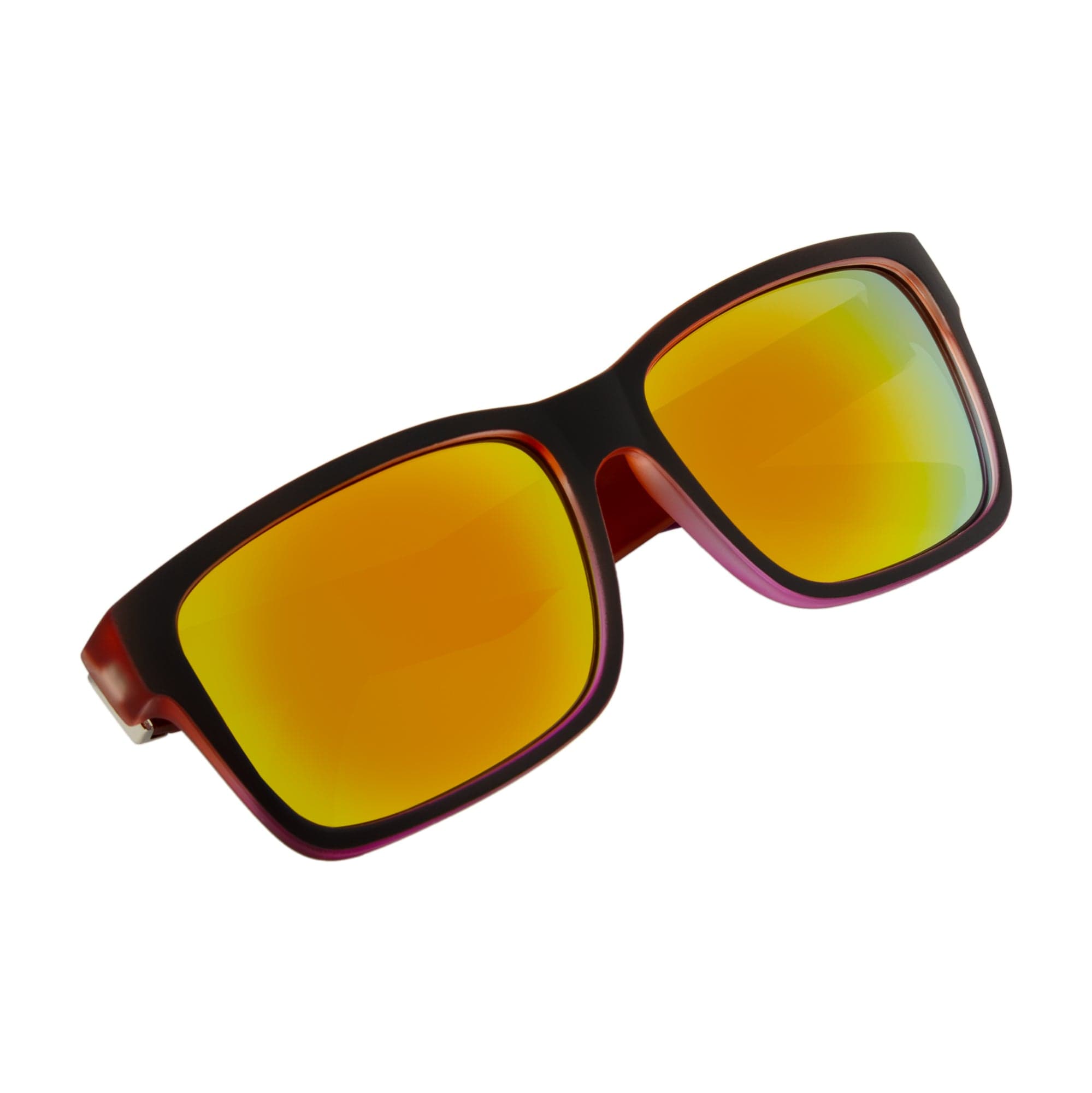 ENZO - Modern Square Sunglasses Black-Red Orange Mirror - Image 4