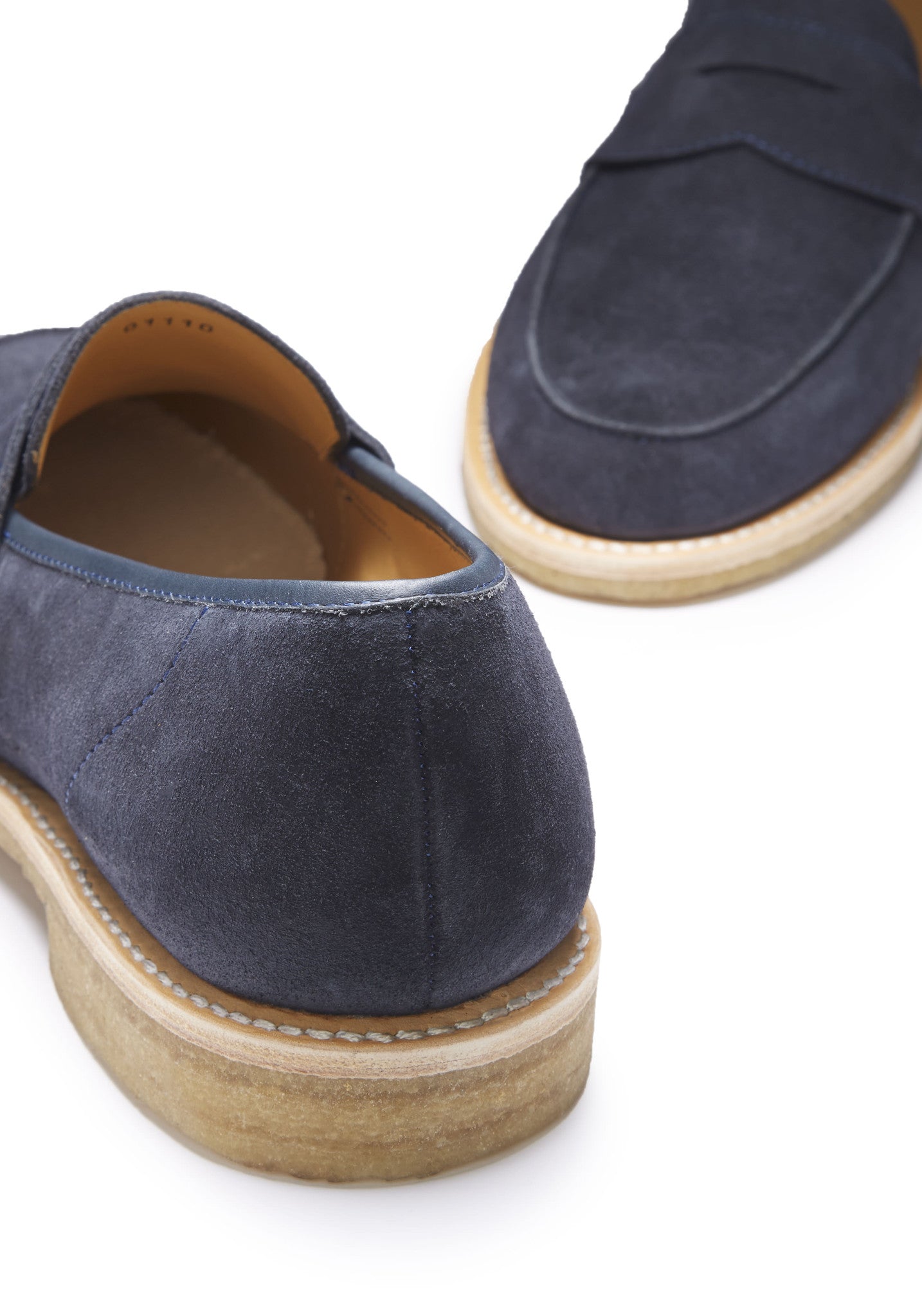 Blue Suede Loafers, Crepe Rubber Welted Sole - Image 4