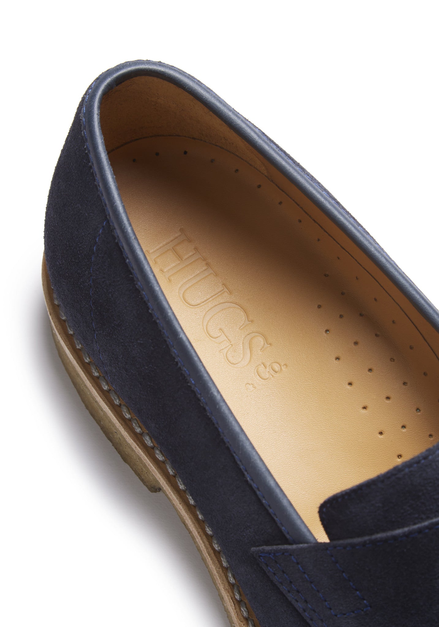 Blue Suede Loafers, Crepe Rubber Welted Sole - Image 5