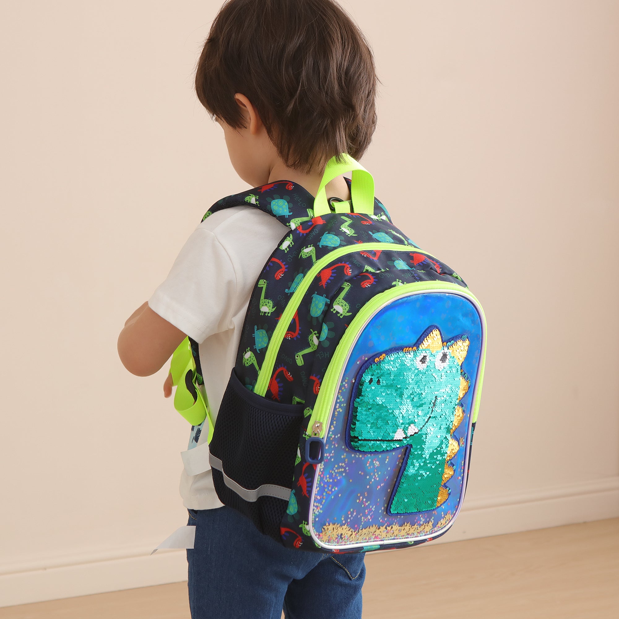 Dinosaur Kids Backpack Reversible Sequins - Image 2
