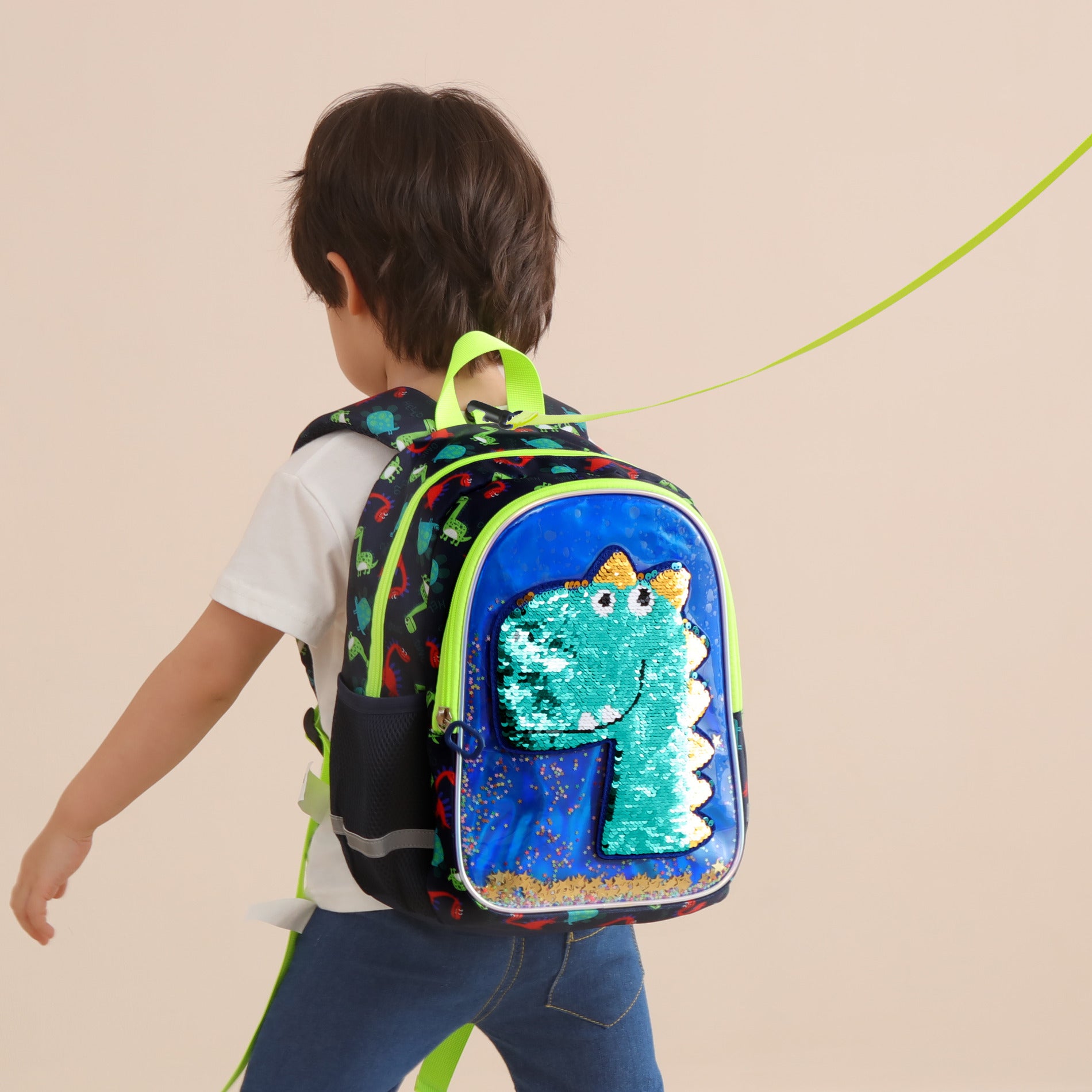 Dinosaur Kids Backpack Reversible Sequins - Image 5