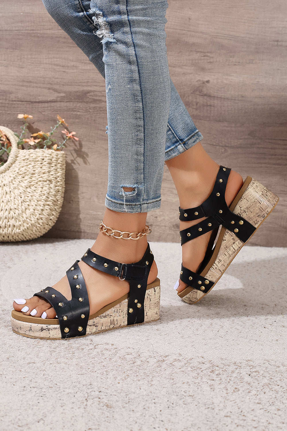 Arleth Out Leather Wedge Sandals - Image 5