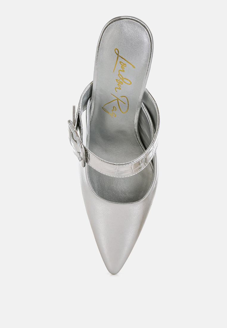 Bismi Large Buckle Kitten Heel Mules - Image 5