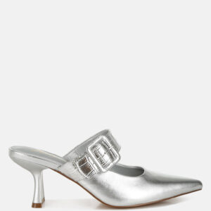 Bismi Large Buckle Kitten Heel Mules