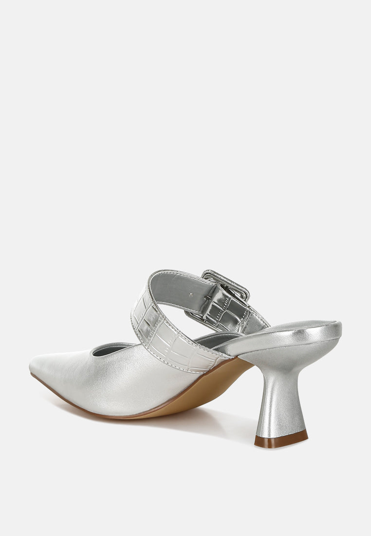 Bismi Large Buckle Kitten Heel Mules - Image 4