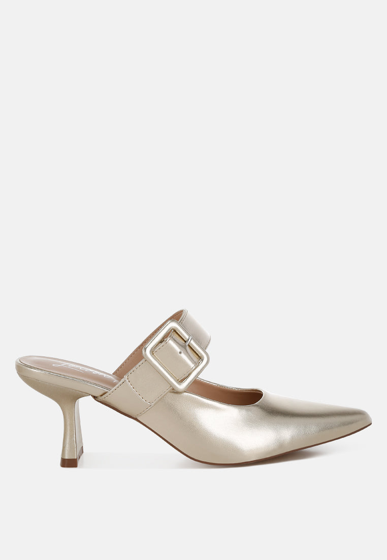Bismi Large Buckle Kitten Heel Mules - Image 26