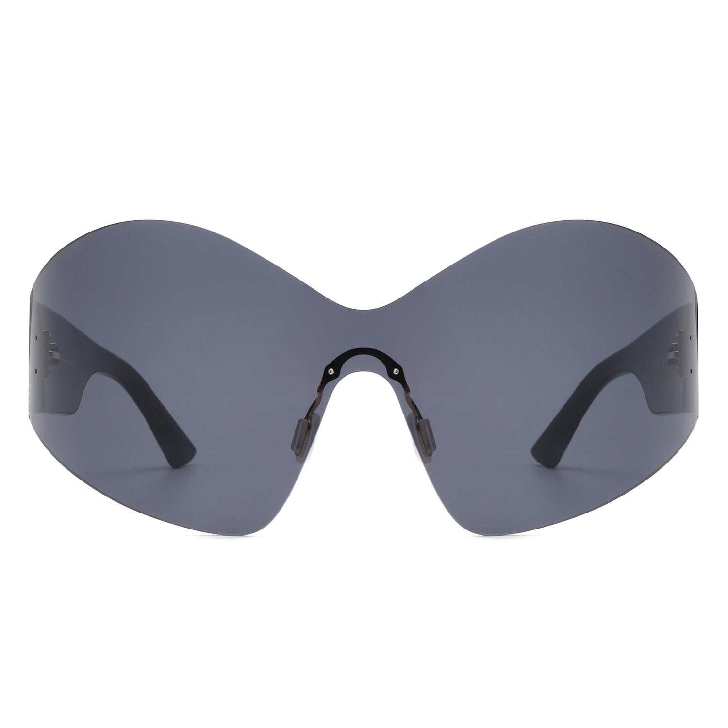 Electra - Oversized Rimless Wraparound Shield Sunglasses - Image 4