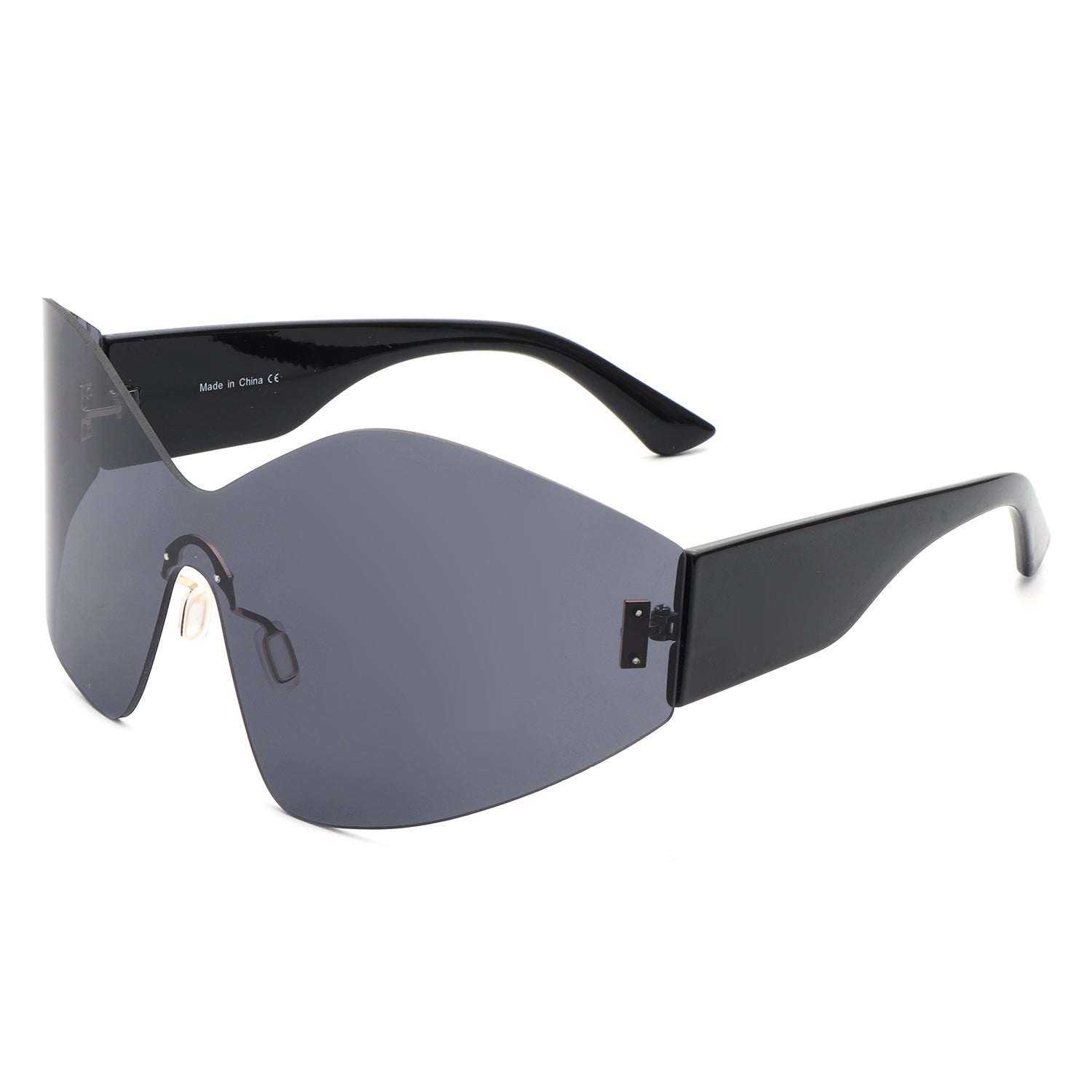 Electra - Oversized Rimless Wraparound Shield Sunglasses - Image 6