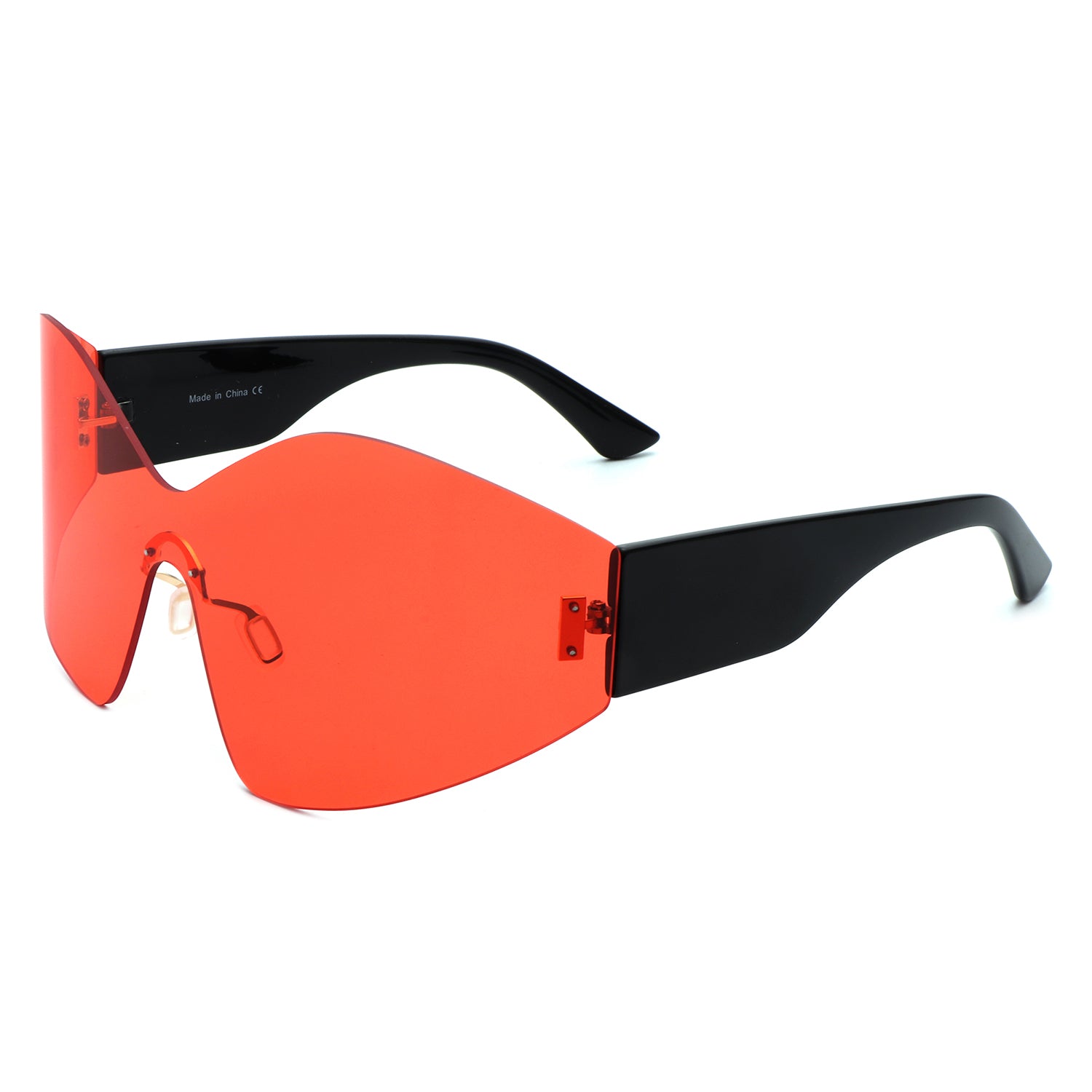 Electra - Oversized Rimless Wraparound Shield Sunglasses - Image 5