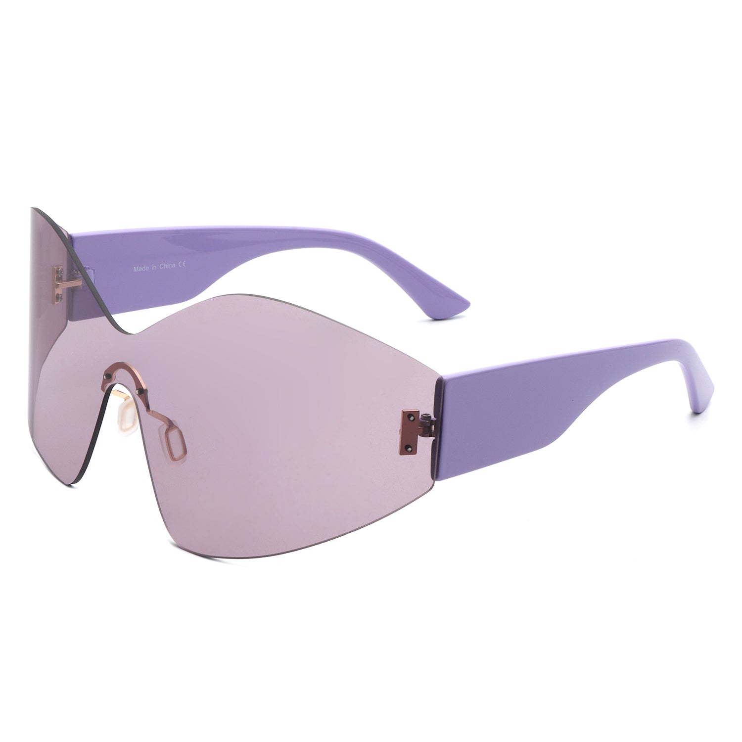 Electra - Oversized Rimless Wraparound Shield Sunglasses - Image 9