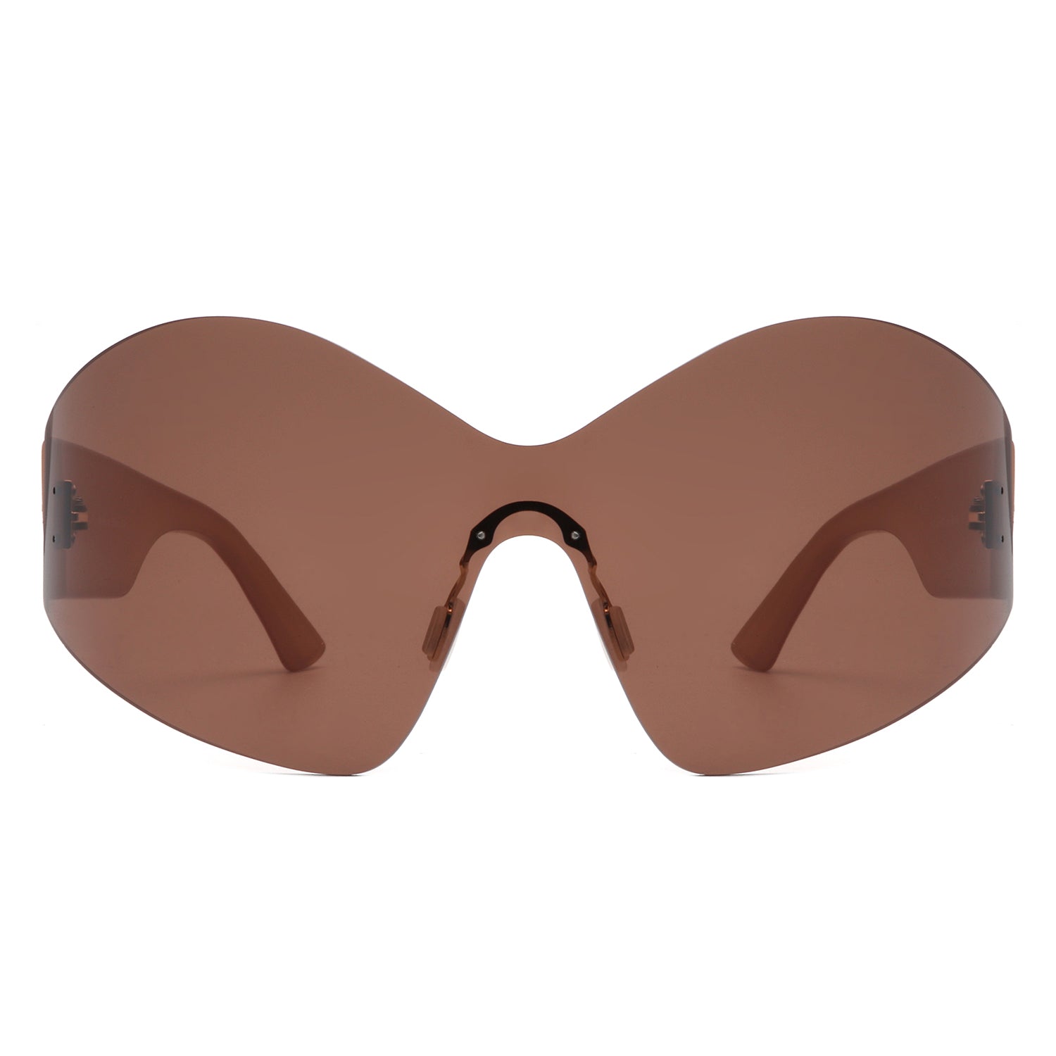 Electra - Oversized Rimless Wraparound Shield Sunglasses - Image 2