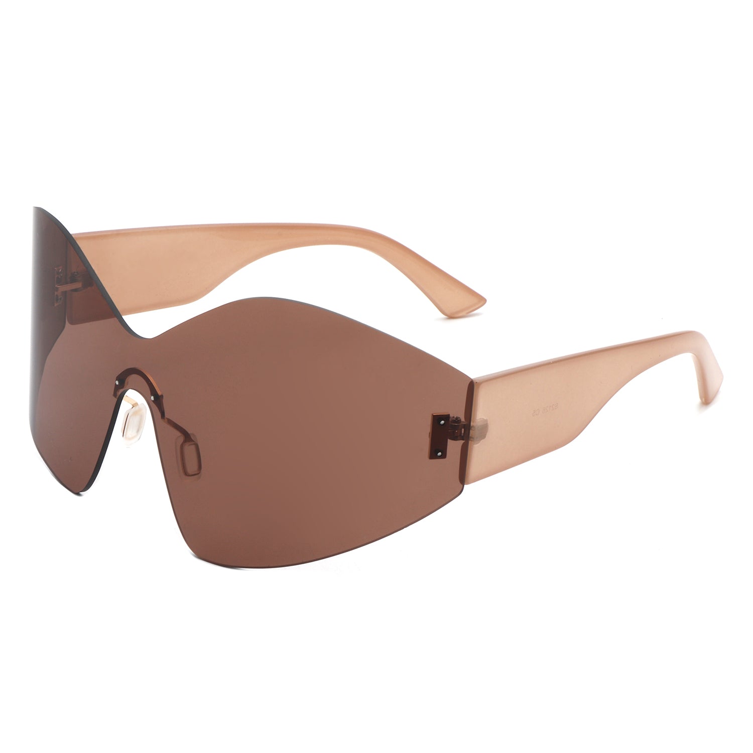 Electra - Oversized Rimless Wraparound Shield Sunglasses - Image 10