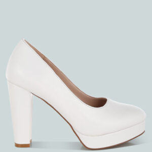Damsor Faux Leather Block Heel Pumps