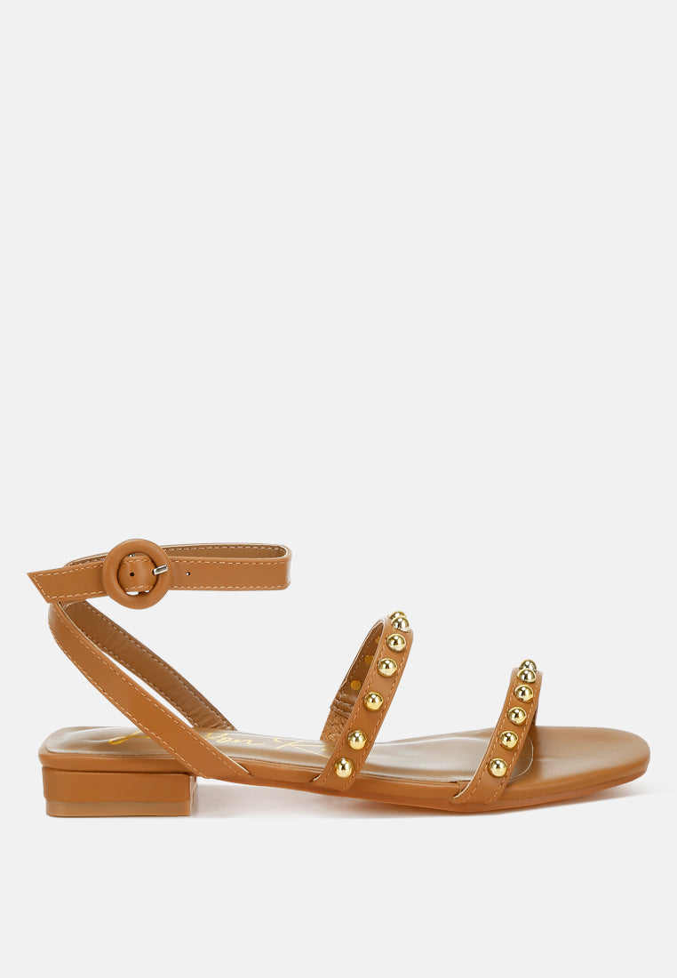 Flippity Studded Ankle Strap Flat Sandals - Image 17