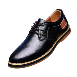 Mens Genuine Leather Brogue Oxford Dress Shoes (Black)