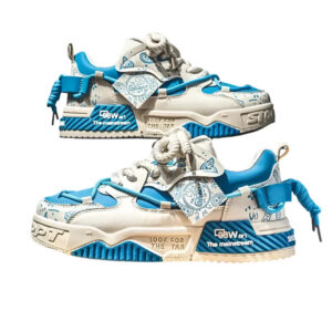 Men's Graffiti Patchwork Skateboard Sneakers (Blue)