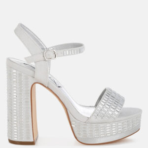 Ortage Rhinestones Embellished High Block Heels